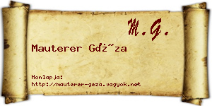 Mauterer Géza névjegykártya